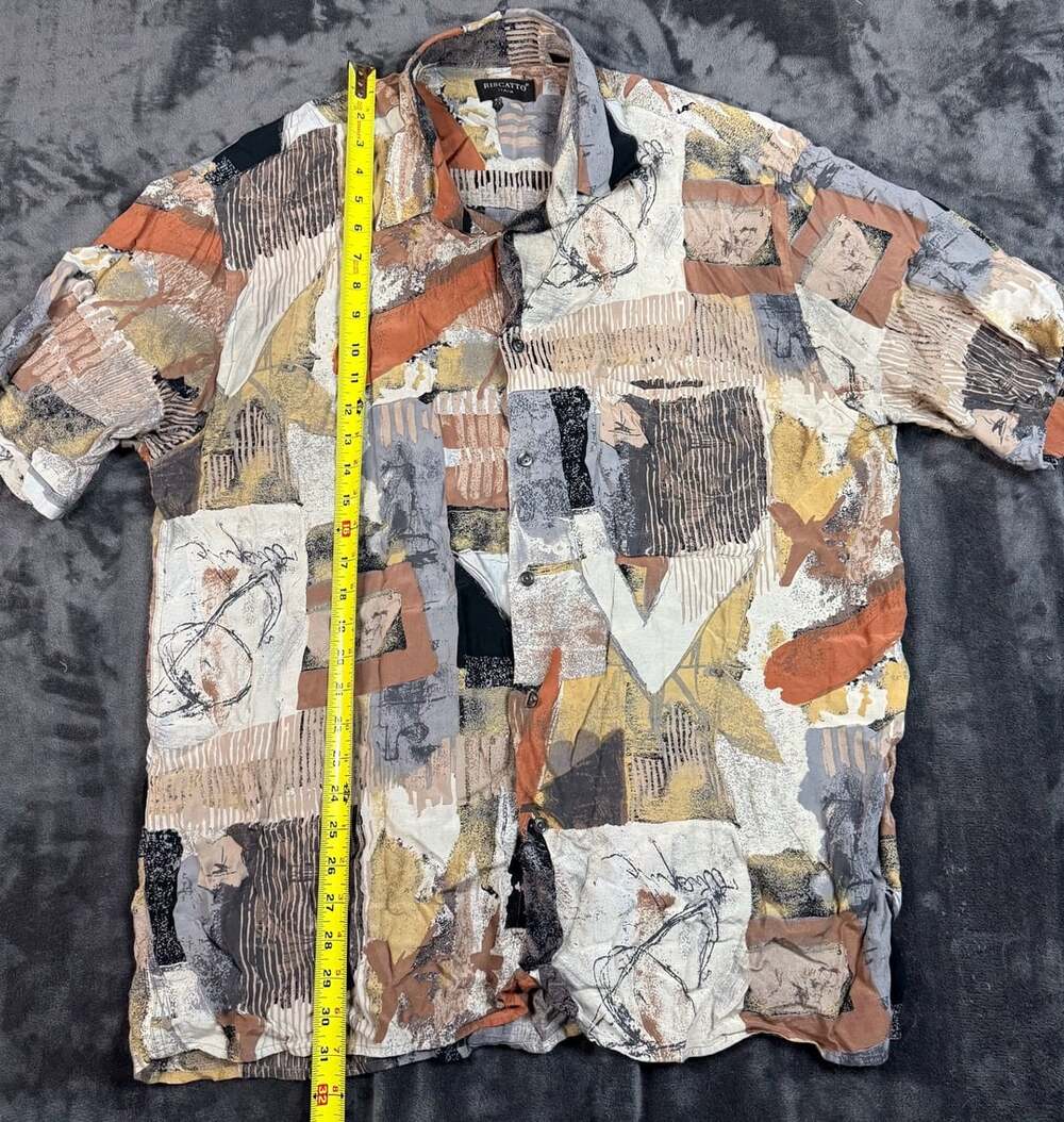 Men’s Riscatto Italia Abstract Art Short Sleeve Button Up Shirt Multi # 94